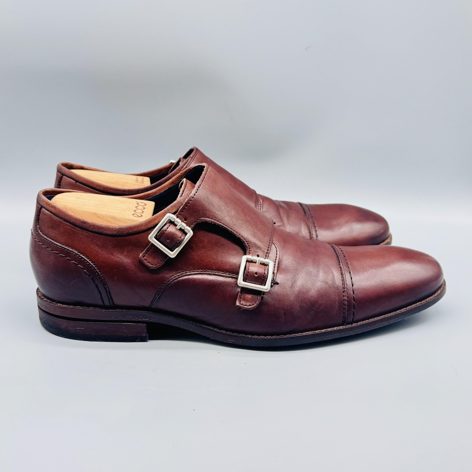 Cole Haan Shoes Mens 11 Brown Leather Grand 360 Double Monk Strap Cap Toe Dress